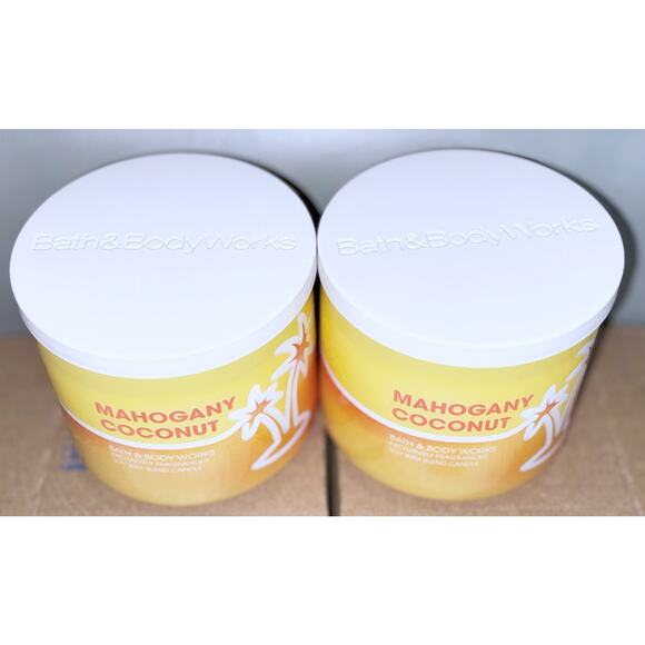 Lot of 2 Bath & Body Works Mahogany Coconut Large 3-Wick Candle 14.5oz - Picture 3 of 5